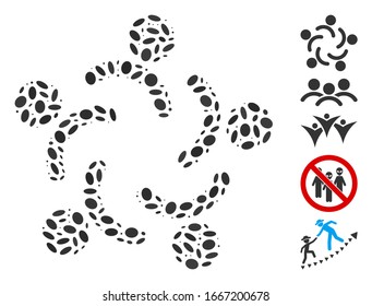 Dotted Mosaic based on people unity. Mosaic vector people unity is composed with random ellipse elements. Bonus icons are added.