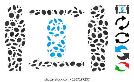 Dotted Mosaic based on persons child exchange. Mosaic vector persons child exchange is designed with randomized elliptic items. Bonus icons are added.
