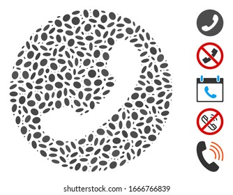 Dotted Mosaic based on phone number. Mosaic vector phone number is created with random oval spots. Bonus icons are added.