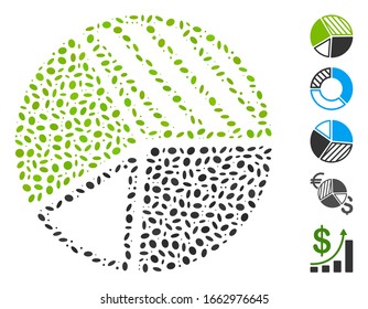 Dotted Mosaic based on pie chart. Mosaic vector pie chart is designed with scattered elliptic items.