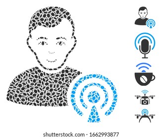 Dotted Mosaic based on podcast creator. Mosaic vector podcast creator is created with scattered oval spots.