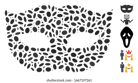 Dotted Mosaic based on privacy mask. Mosaic vector privacy mask is created with random oval items. Bonus icons are added.