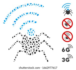 Mosaico distorsionado basado en un error de radio espía. El insecto espía de radio vector mosaico se forma con elementos de elipse aleatorizados.