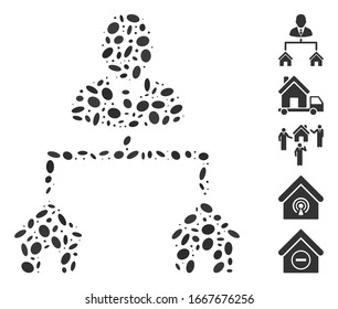 Dotted Mosaic based on realty manager. Mosaic vector realty manager is composed with scattered elliptic spots. Bonus icons are added.