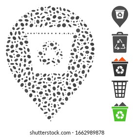 Dotted Mosaic based on recycle bin marker. Mosaic vector recycle bin marker is composed with random oval elements.