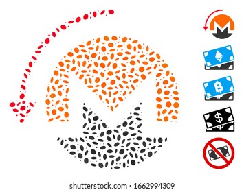 Dotted Mosaic based on refund Monero. Mosaic vector refund Monero is created with scattered oval items.