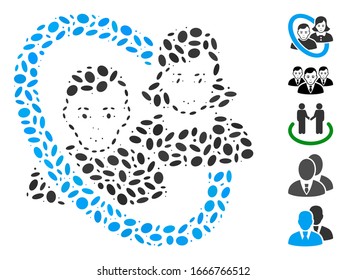 Dotted Mosaic based on ringed people couple. Mosaic vector ringed people couple is created with scattered oval dots. Bonus icons are added.