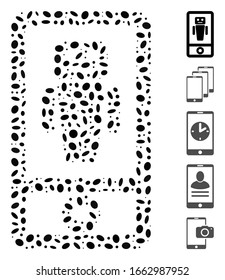 Dotted Mosaic based on robot communicator. Mosaic vector robot communicator is formed with randomized ellipse dots.