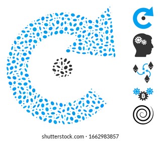 Mosaico con puntos basado en el centro de rotación. El centro de rotación de vectores mosaicos se crea con puntos de elipse aleatorizados.