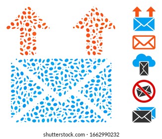 Dotted Mosaic based on send mail. Mosaic vector send mail is created with random oval spots.