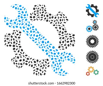 Dotted Mosaic based on service tools. Mosaic vector service tools is created with scattered ellipse items.