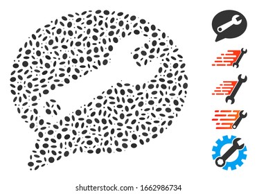 Dotted Mosaic based on service message. Mosaic vector service message is designed with randomized elliptic elements.