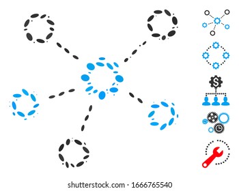 Dotted Mosaic based on service relations. Mosaic vector service relations is designed with random ellipse dots. Bonus icons are added.