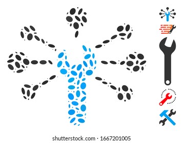 Mosaico distorsionado basado en las relaciones de servicio francés. Las relaciones de servicio de vector mosaico se forman con objetos ovales aleatorizados. Se agregan iconos de bonificación.