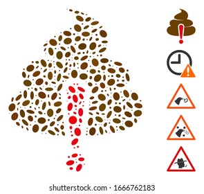 Dotted Mosaic based on shit caution. Mosaic vector shit caution is formed with randomized elliptic dots. Bonus icons are added.