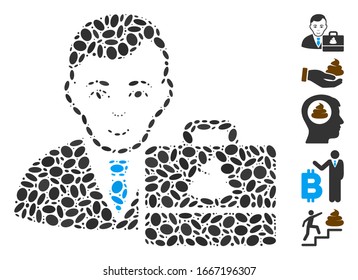 Mosaico distorsionado basado en un contador de mierda. El contador de excrementos vectoriales mosaicos está diseñado con puntos de elipse dispersos. Se agregan iconos de bonificación.