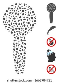 Dotted Mosaic based on shower head. Mosaic vector shower head is created with scattered elliptic spots.
