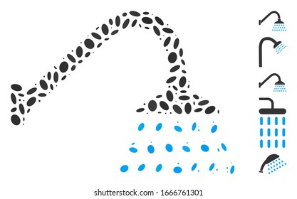 Dotted Mosaic based on shower. Mosaic vector shower is designed with random oval items. Bonus icons are added.