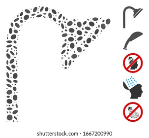 Dotted Mosaic based on shower head. Mosaic vector shower head is composed with scattered elliptic dots. Bonus icons are added.