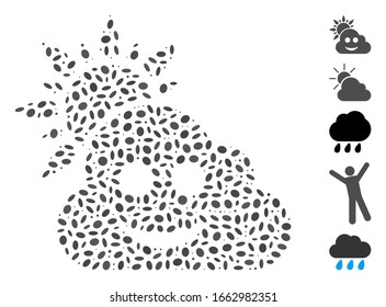 Dotted Mosaic based on smile weather. Mosaic vector smile weather is formed with random elliptic dots.