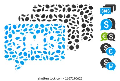 Dotted Mosaic based on SMS messages. Mosaic vector SMS messages is formed with random ellipse spots. Bonus icons are added.
