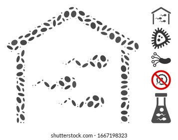 Dotted Mosaic based on sperm bank. Mosaic vector sperm bank is designed with random elliptic items. Bonus icons are added.