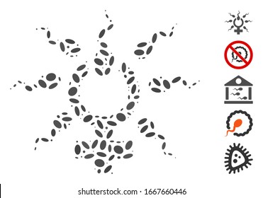 Dotted Mosaic based on sperm penetration. Mosaic vector sperm penetration is designed with randomized elliptic items. Bonus icons are added.