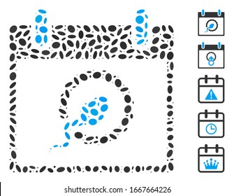 Dotted Mosaic based on sperm insemination calendar day. Mosaic vector sperm insemination calendar day is formed with scattered oval items. Bonus icons are added.