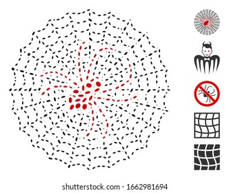 Dotted Mosaic based on spider net. Mosaic vector spider net is formed with random ellipse spots.