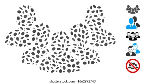 Dotted Mosaic based on staff. Mosaic vector staff is formed with random ellipse dots.