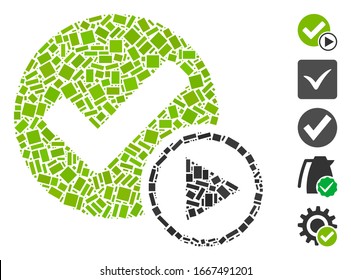 Dotted Mosaic based on start of validity. Mosaic vector start of validity is formed with random rectangle elements. Bonus icons are added.