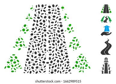 Dotted Mosaic based on straight road alley. Mosaic vector straight road alley is formed with randomized oval spots.