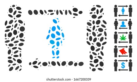 Dotted Mosaic based on swingers exchange girl. Mosaic vector swingers exchange girl is designed with randomized elliptic dots. Bonus icons are added.