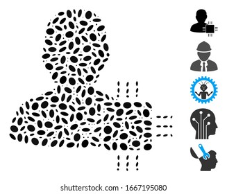 Dotted Mosaic based on system developer. Mosaic vector system developer is formed with random elliptic dots. Bonus icons are added.