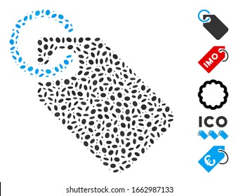 Dotted Mosaic based on tag. Mosaic vector tag is created with random oval elements.