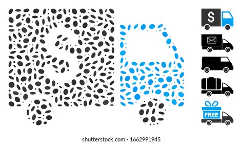 Dotted Mosaic based on tax collector car. Mosaic vector tax collector car is formed with scattered ellipse dots.
