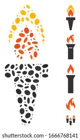 Dotted Mosaic based on torch. Mosaic vector torch is created with random ellipse elements. Bonus icons are added.