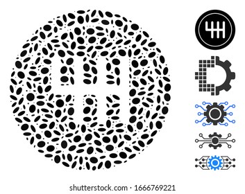 Dotted Mosaic based on transmission. Mosaic vector transmission is created with scattered ellipse elements. Bonus icons are added.