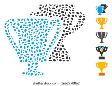 Dotted Mosaic based on trophy cups. Mosaic vector trophy cups is created with scattered oval items.