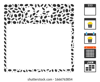 Dotted Mosaic based on unknown calendar page. Mosaic vector unknown calendar page is created with randomized ellipse spots. Bonus icons are added.