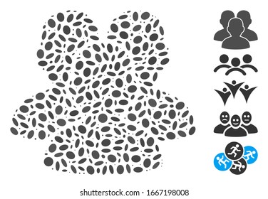 Dotted Mosaic based on user group. Mosaic vector user group is created with random ellipse elements. Bonus icons are added.