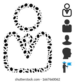 Dotted Mosaic based on user. Mosaic vector user is designed with random oval elements. Bonus icons are added.