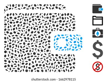 Dotted Mosaic based on wallet. Mosaic vector wallet is created with scattered oval items.