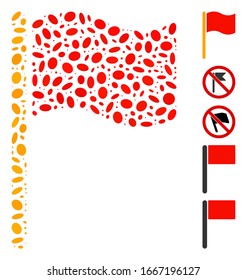 Dotted Mosaic based on waving flag. Mosaic vector waving flag is formed with random oval dots. Bonus icons are added.