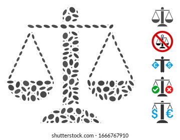 Dotted Mosaic based on weight scales. Mosaic vector weight scales is designed with random elliptic spots. Bonus icons are added.