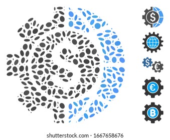 Dotted Mosaic based on world industry finances. Mosaic vector world industry finances is created with random ellipse items. Bonus icons are added.