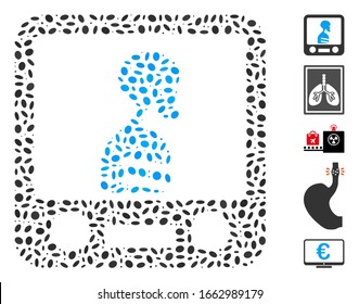 Dotted Mosaic based on xray screening. Mosaic vector xray screening is formed with scattered elliptic dots.