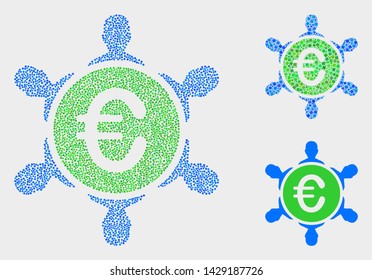 Dotted and mosaic euro people company icons. Vector icon of euro people company composed with randomized circle elements. Other pictogram is composed from elements.