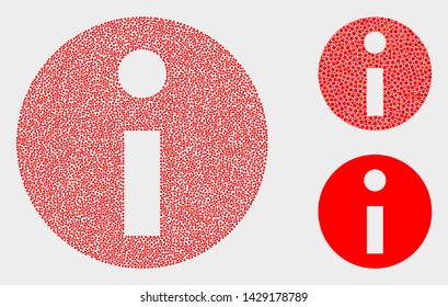Dotted and mosaic information icons. Vector icon of information formed of scattered round points. Other pictogram is created from dots.