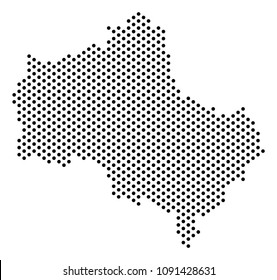 Dotted Moscow Oblast map. Vector geographical scheme. Cartographic pattern of Moscow Oblast map organized with sphere points.